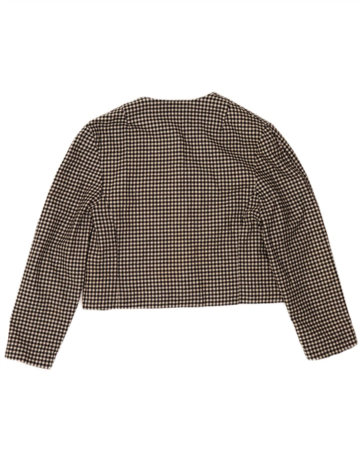 Vintage Womens Bolero Jacket UK 12 Medium Black Houndstooth Wool