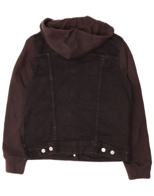 Levi's Womens Hooded Denim Jacket UK 14 Medium Black Cotton