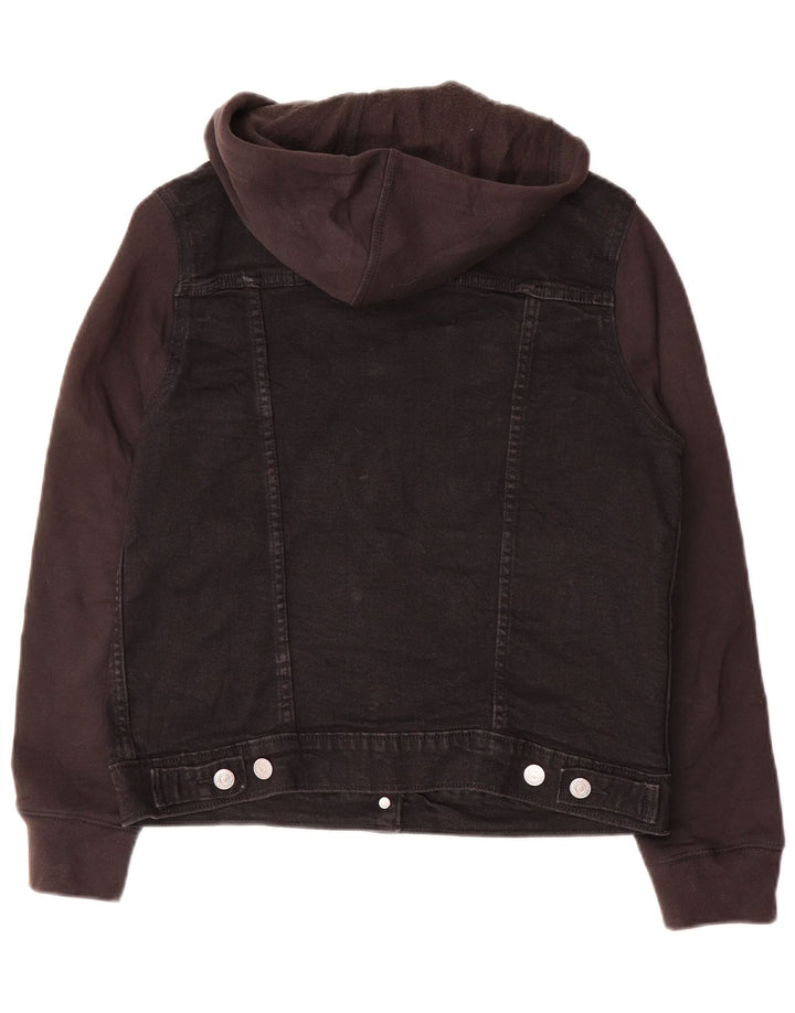 Levi's Womens Hooded Denim Jacket UK 14 Medium Black Cotton