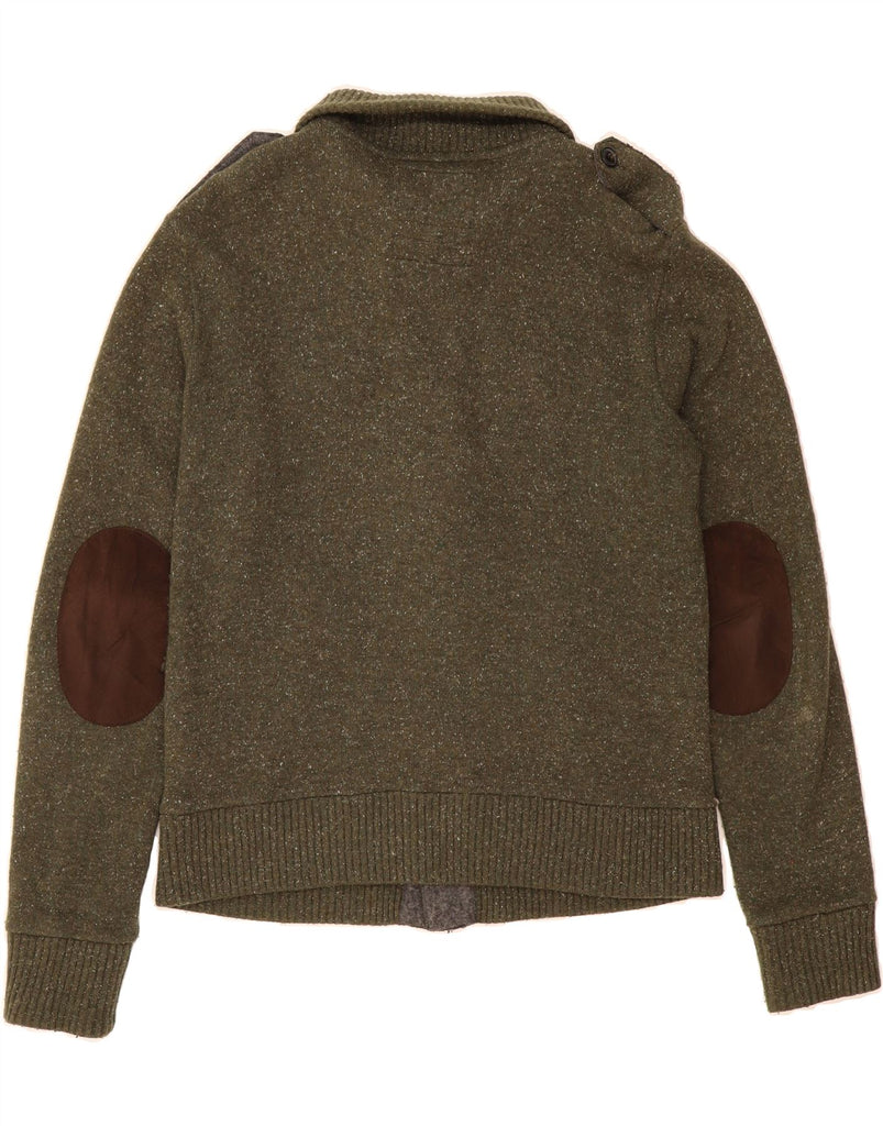 WOOLRICH Mens Military Cardigan Sweater Small Green Flecked Wool Vintage Woolrich and Second-Hand Woolrich from Messina Hembry 