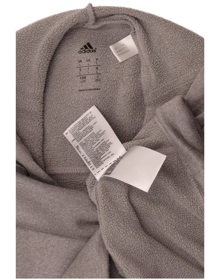 Adidas Mens Hoodie Jumper Large Grey Flecked Polyester