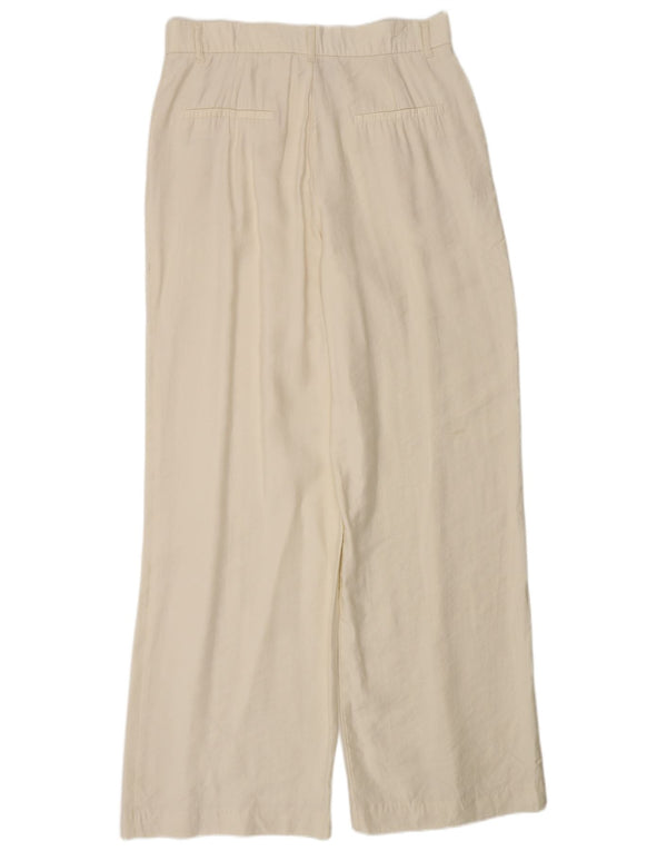 Zara Womens High Waist Pegged Chino Trousers Large W30 L33 Off White Modal