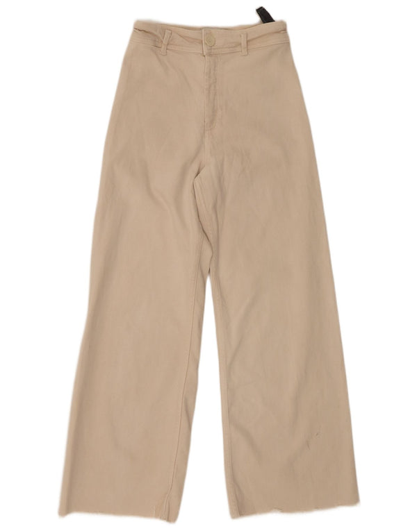 Zara Womens The Marine Wide Leg Casual Trousers EU 36 XS W26 L29 Beige
