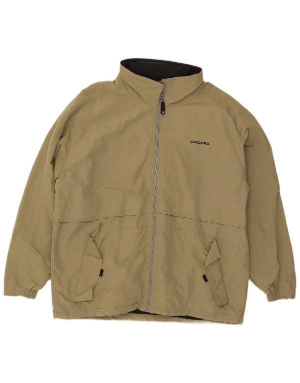 Diadora Mens Hooded Rain Jacket UK 40 Large Khaki Polyamide