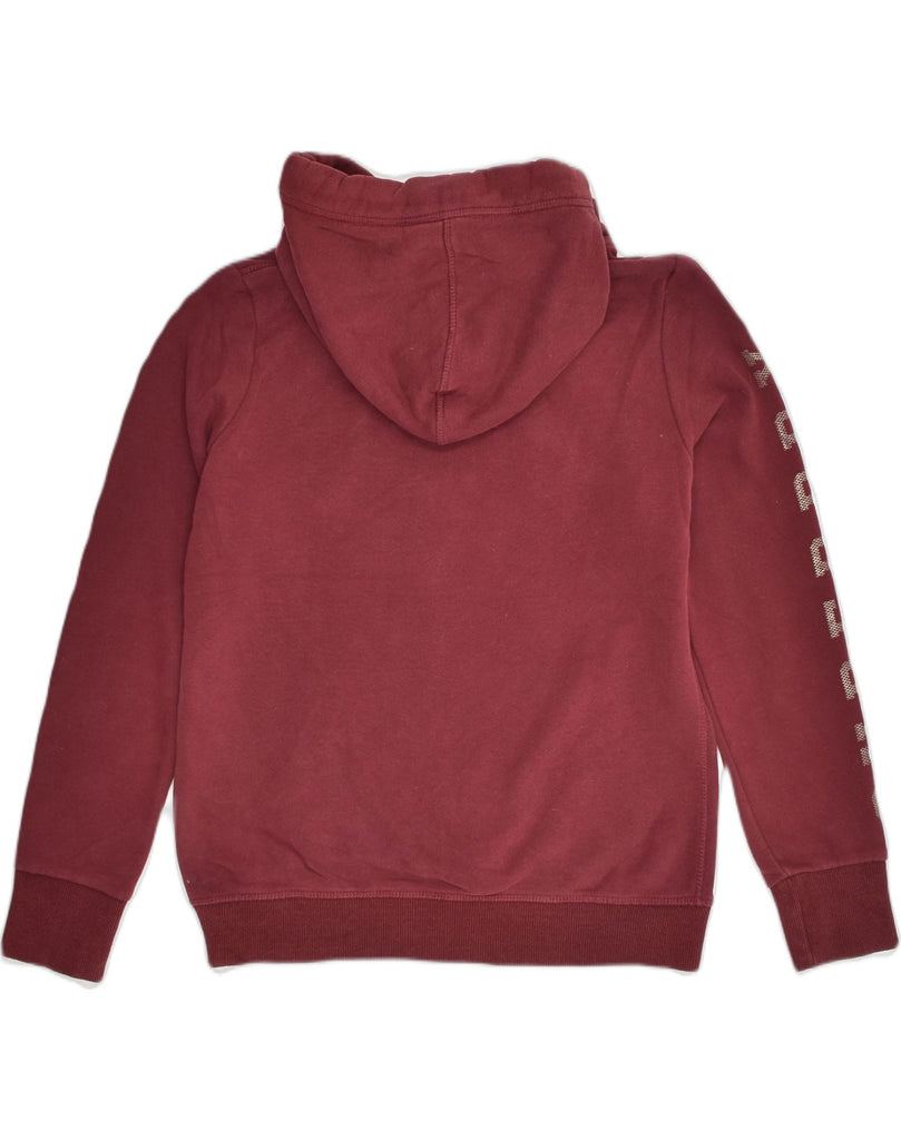 SUPERDRY Womens Graphic Hoodie Jumper UK 12 Medium  Maroon Cotton | Vintage Superdry | Thrift | Second-Hand Superdry | Used Clothing | Messina Hembry 