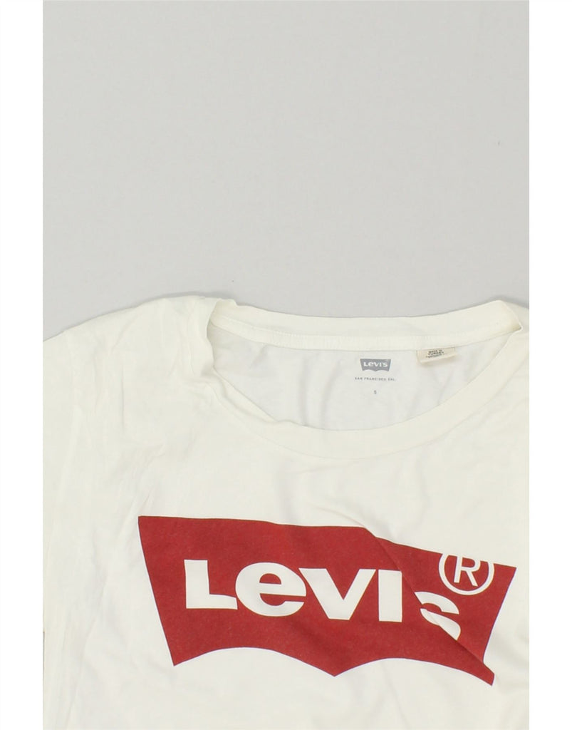 LEVI'S Womens Graphic T-Shirt Top UK 10 Small White Cotton | Vintage Levi's | Thrift | Second-Hand Levi's | Used Clothing | Messina Hembry 