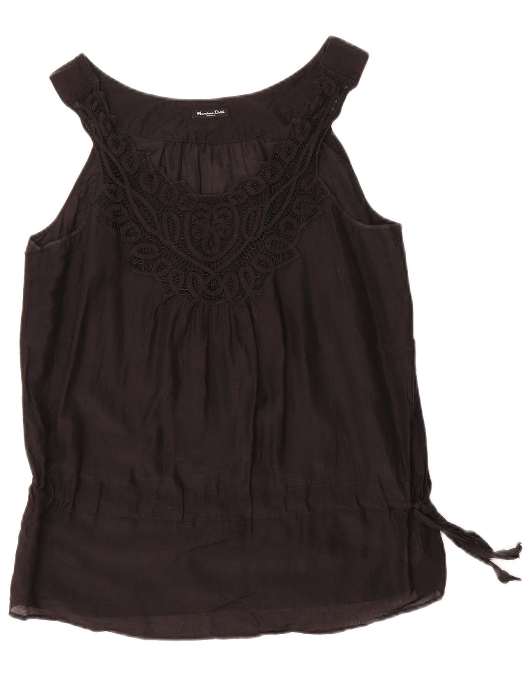 MASSIMO DUTTI Womens Sleeveless Blouse Top UK 18 XL Black Cotton