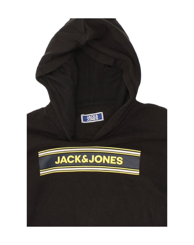 JACK & JONES Mens Graphic Hoodie Jumper Medium Black Cotton | Vintage Jack & Jones | Thrift | Second-Hand Jack & Jones | Used Clothing | Messina Hembry 