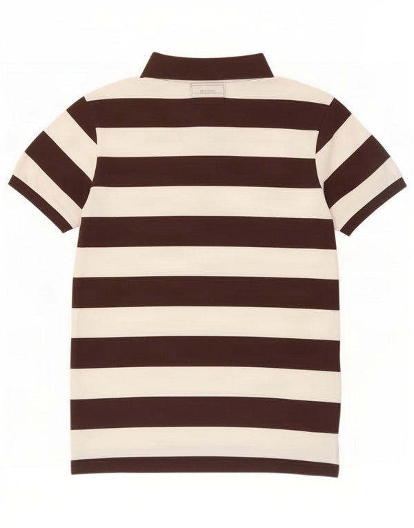 Abercrombie & Fitch Mens Muscle Polo Shirt XL Brown Striped Cotton