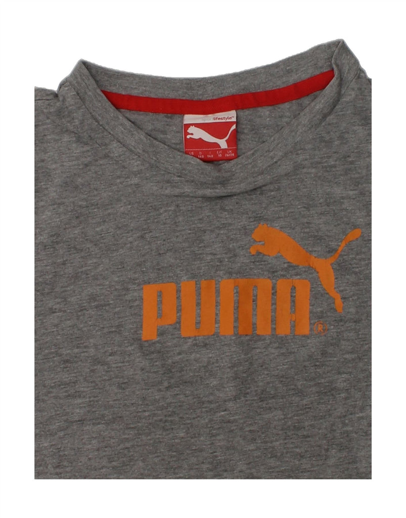 PUMA Boys Graphic Top Long Sleeve 9-10 Years Grey Cotton | Vintage Puma | Thrift | Second-Hand Puma | Used Clothing | Messina Hembry 