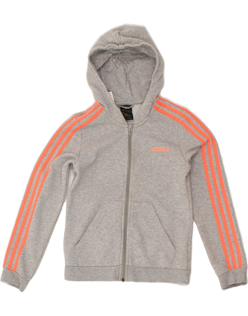 ADIDAS Girls Zip Hoodie Sweater 9-10 Years  Grey Cotton | Vintage Adidas | Thrift | Second-Hand Adidas | Used Clothing | Messina Hembry 