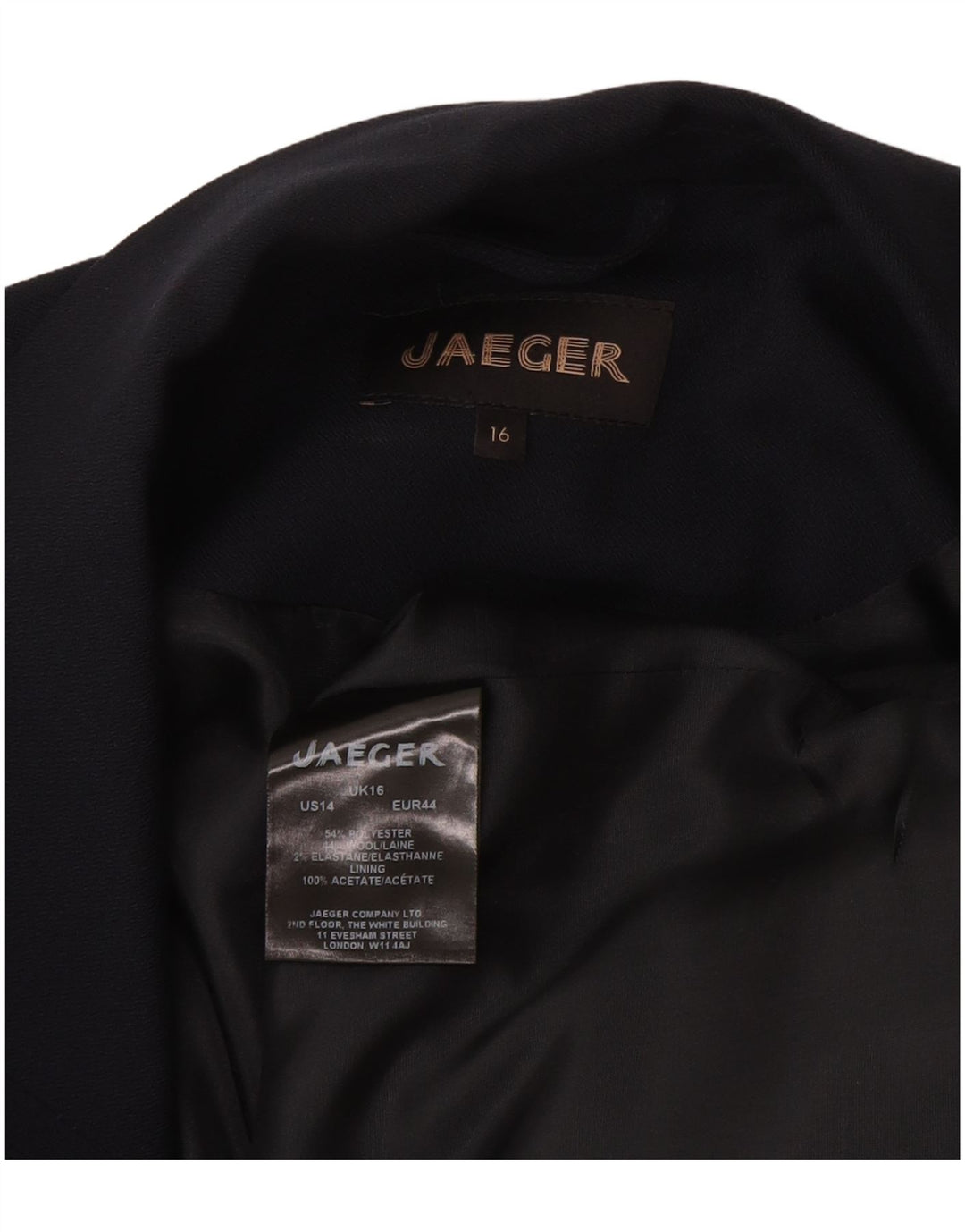 Jaeger Womens Longline Sleeveless Blazer Jacket UK 16 Large Navy Blue