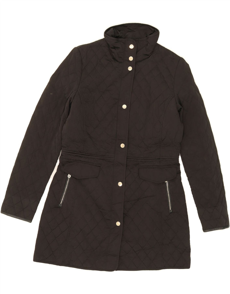 MASSIMO DUTTI Womens Quilted Overcoat UK 14 Medium Black Polyester Vintage Massimo Dutti and Second-Hand Massimo Dutti from Messina Hembry 