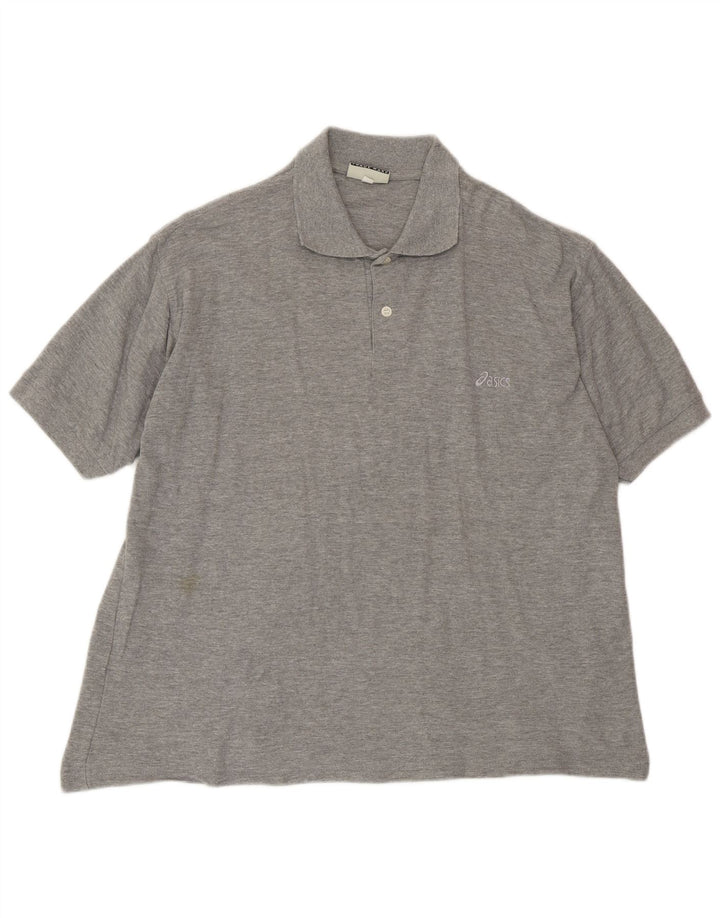 ASICS Mens Polo Shirt Large Grey Flecked Cotton