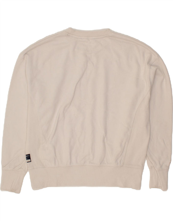 SUPERDRY Womens Oversized Sweatshirt Jumper UK 16 Large White Cotton Vintage Superdry and Second-Hand Superdry from Messina Hembry 