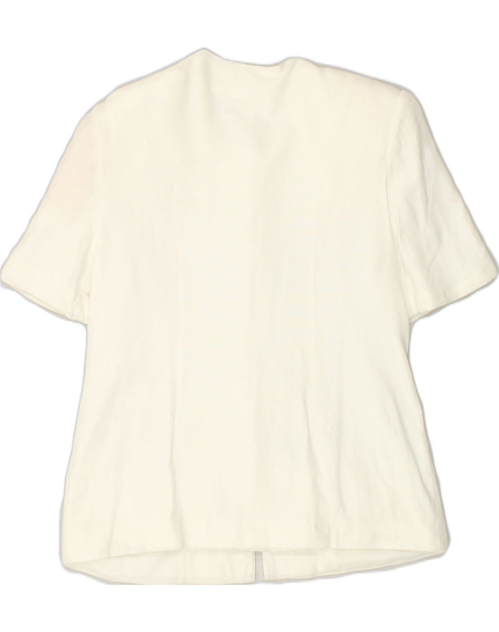 VINTAGE Womens Short Sleeve 5 Button Blazer Jacket UK 14 Medium White | Vintage Vintage | Thrift | Second-Hand Vintage | Used Clothing | Messina Hembry 