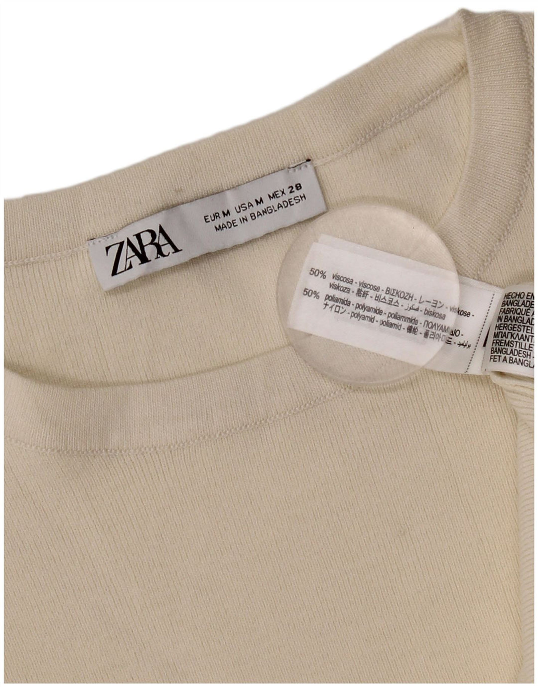 Zara Womens Oversized T-Shirt Top UK 14 Medium Off White Viscose