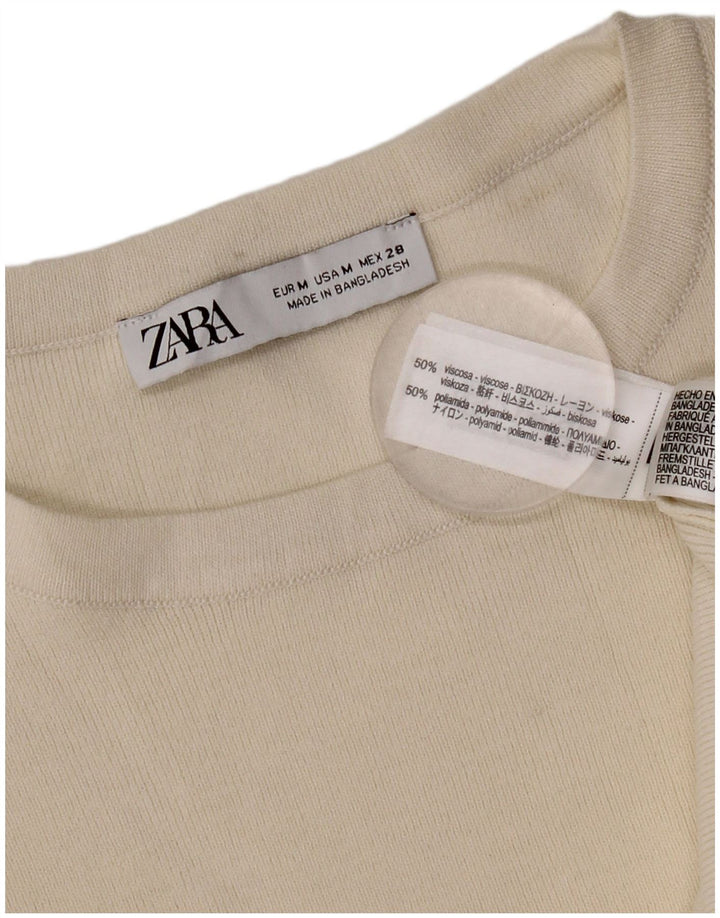Zara Womens Oversized T-Shirt Top UK 14 Medium Off White Viscose