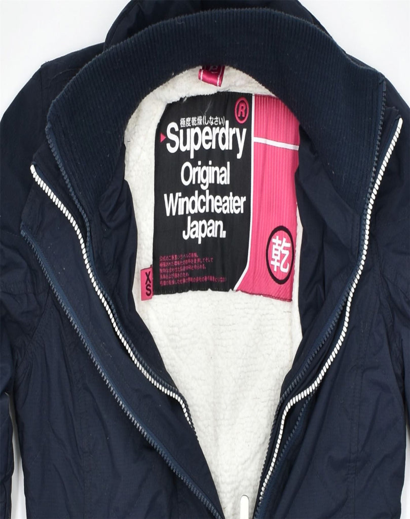 SUPERDRY Womens Loose Fit Padded Jacket UK 6 XS Navy Blue Nylon | Vintage | Thrift | Second-Hand | Used Clothing | Messina Hembry 