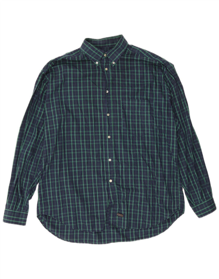 Stefanel Mens Shirt XL Green Check Cotton