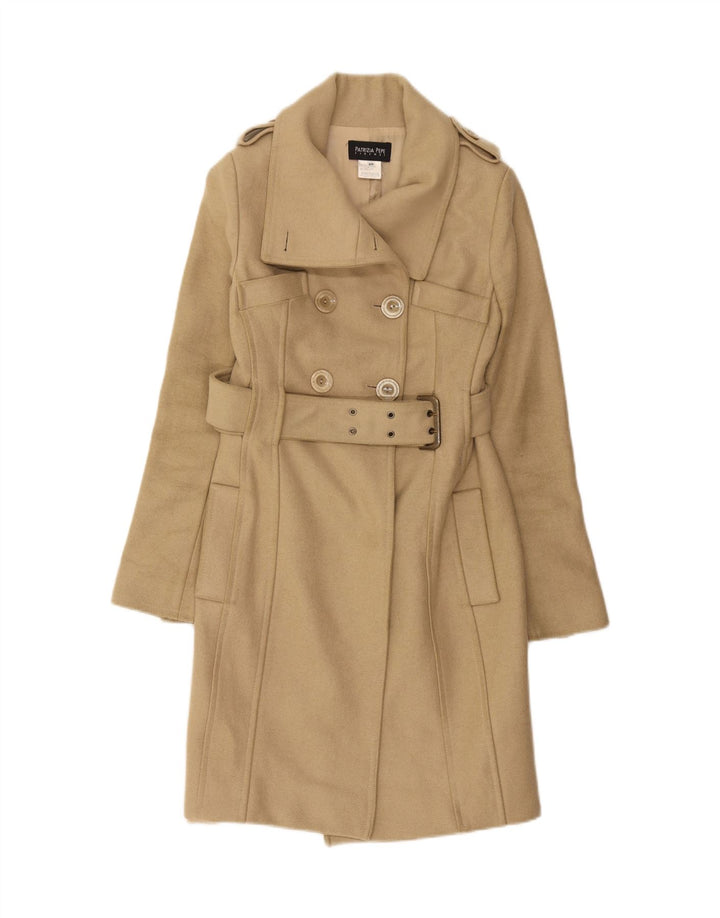 Patrizia Pepe Womens Military Double Breasted Coat IT 40 Small Beige Wool