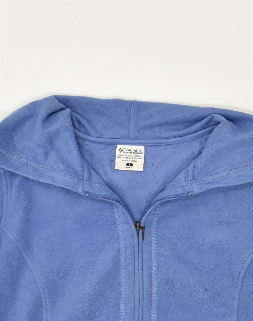 COLUMBIA Womens Fleece Zip Hoodie Sweater UK 8 Small Blue Polyester | Vintage Columbia | Thrift | Second-Hand Columbia | Used Clothing | Messina Hembry 