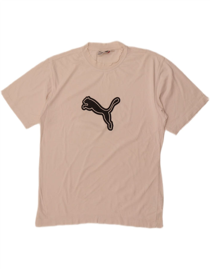 Puma Mens Graphic T-Shirt Top Medium White Cotton