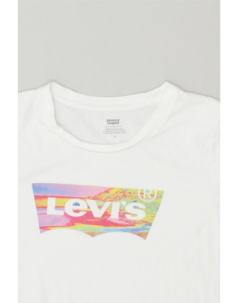 LEVI'S Womens Graphic T-Shirt Top UK 14 Medium White Cotton | Vintage Levi's | Thrift | Second-Hand Levi's | Used Clothing | Messina Hembry 