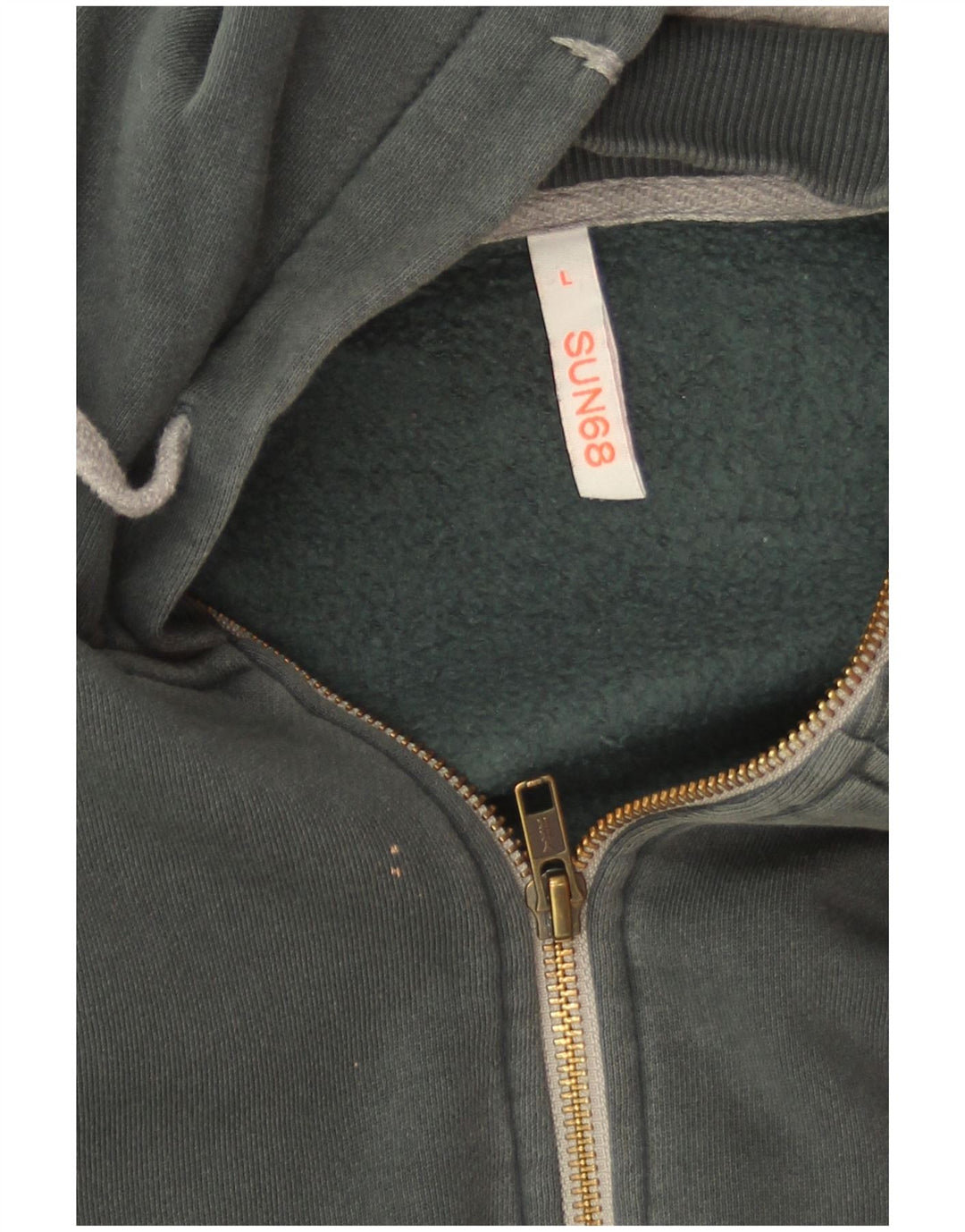 Sun68 Mens Zip Hoodie Sweater Large Green Cotton