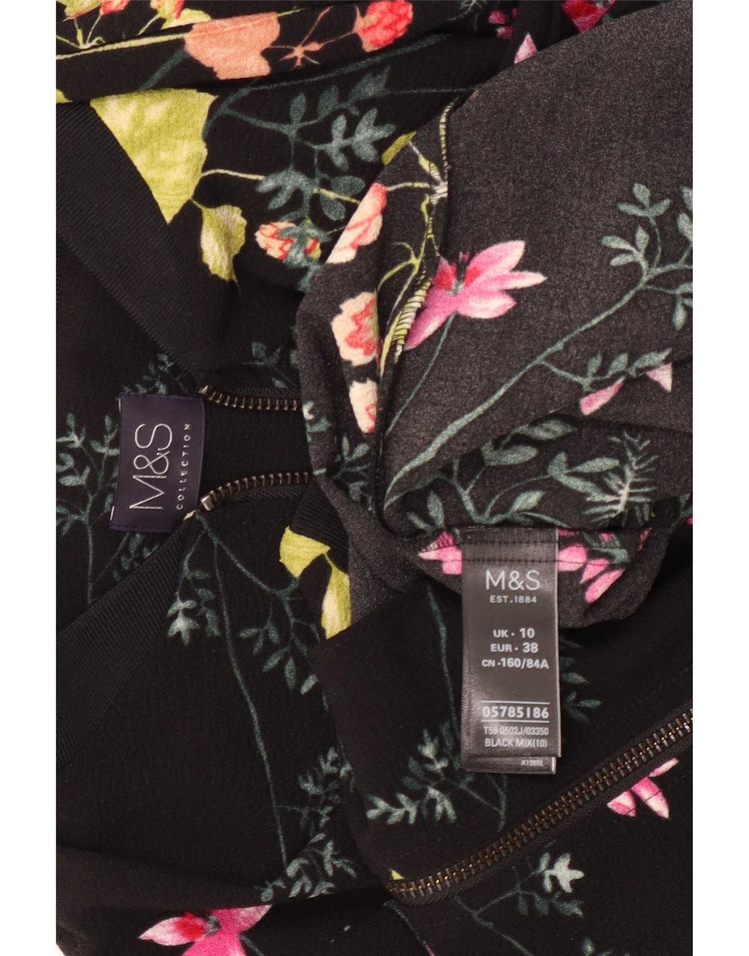 Marks & Spencer Womens Oversized Bomber Jacket UK 10 Small Black Floral
