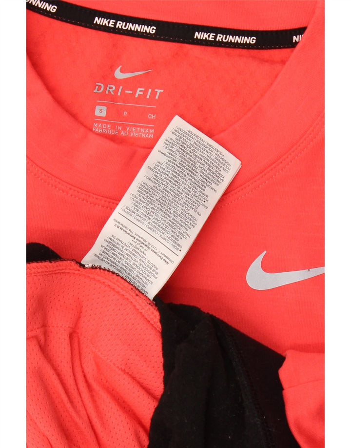 Nike Womens Dri Fit Oversized Top Long Sleeve UK 10 Small Red Colourblock