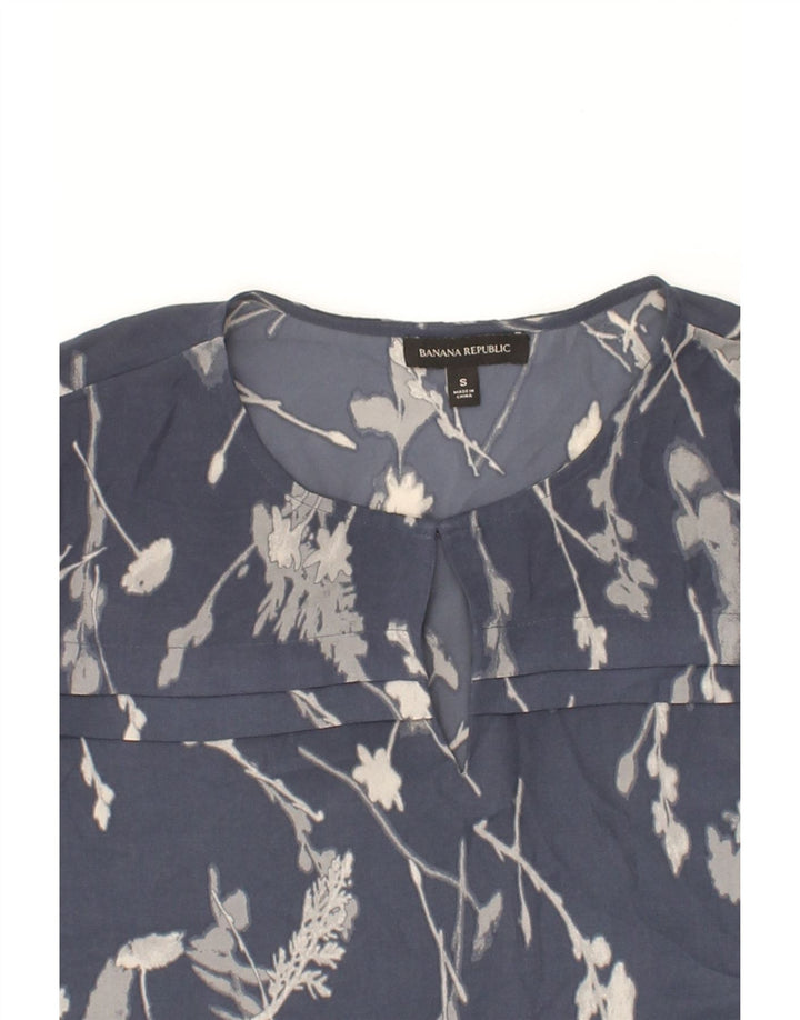 BANANA REPUBLIC Womens Abstract Pattern Blouse Top UK 10 Small Navy Blue Vintage Banana Republic and Second-Hand Banana Republic from Messina Hembry 