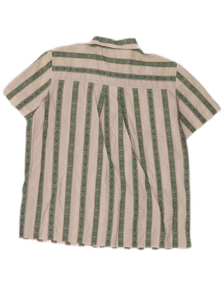 Vintage Womens Short Sleeve Shirt UK 16 Large White Striped