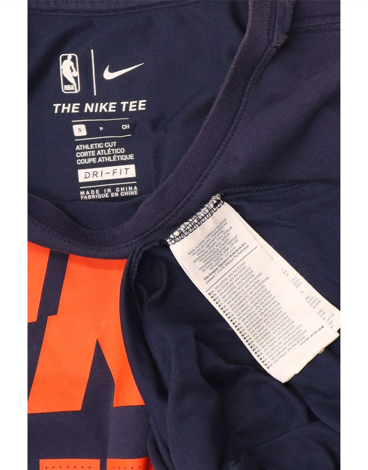 NIKE Mens Dri Fit Graphic T-Shirt Top Small Navy Blue Cotton
