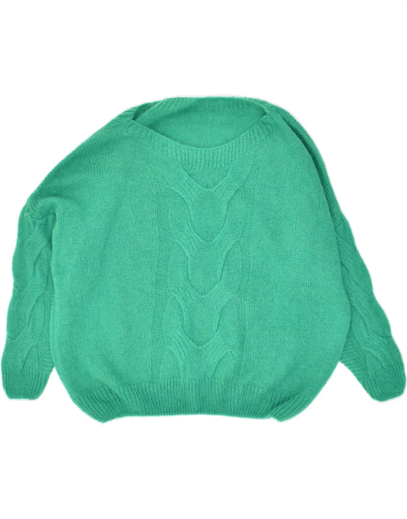 VINTAGE Womens Boat Neck Jumper Sweater UK 16 Large Green Acrylic | Vintage Vintage | Thrift | Second-Hand Vintage | Used Clothing | Messina Hembry 