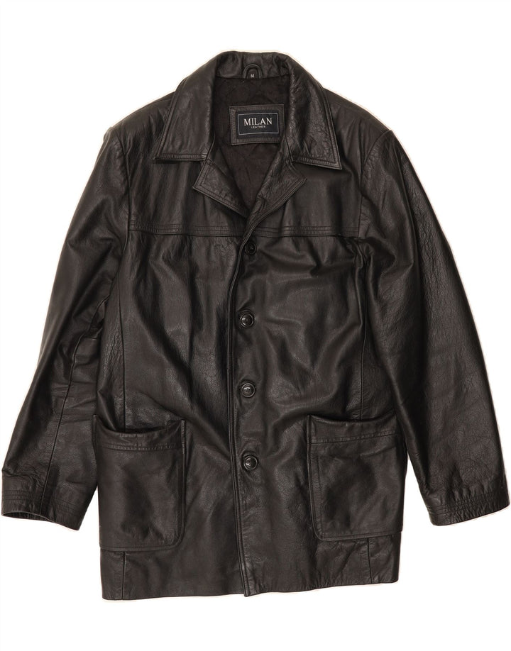 VINTAGE Mens Leather Jacket UK 38 Medium Black Leather Vintage Vintage and Second-Hand Vintage from Messina Hembry 