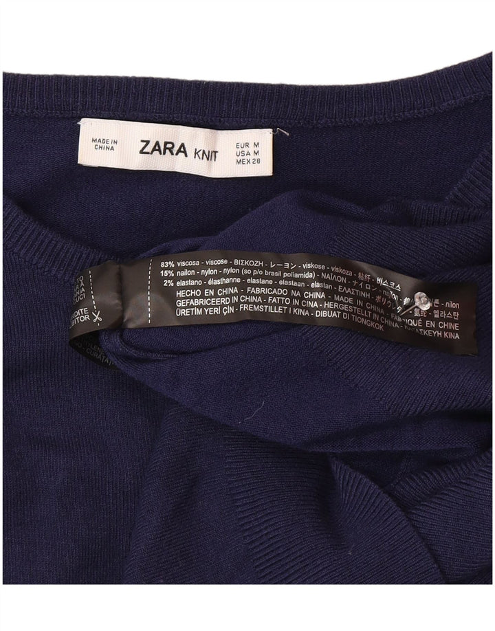 Zara Womens Cardigan Sweater UK 12 Medium Navy Blue