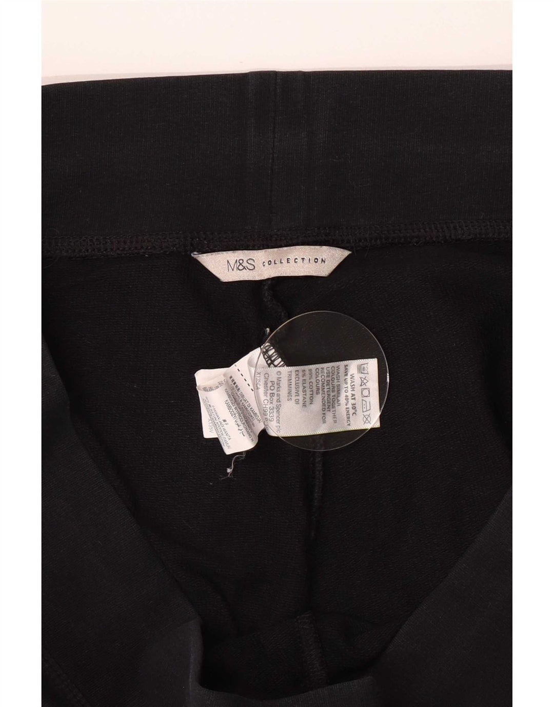 Marks & Spencer Womens Tracksuit Trousers UK 16 Large Black Cotton
