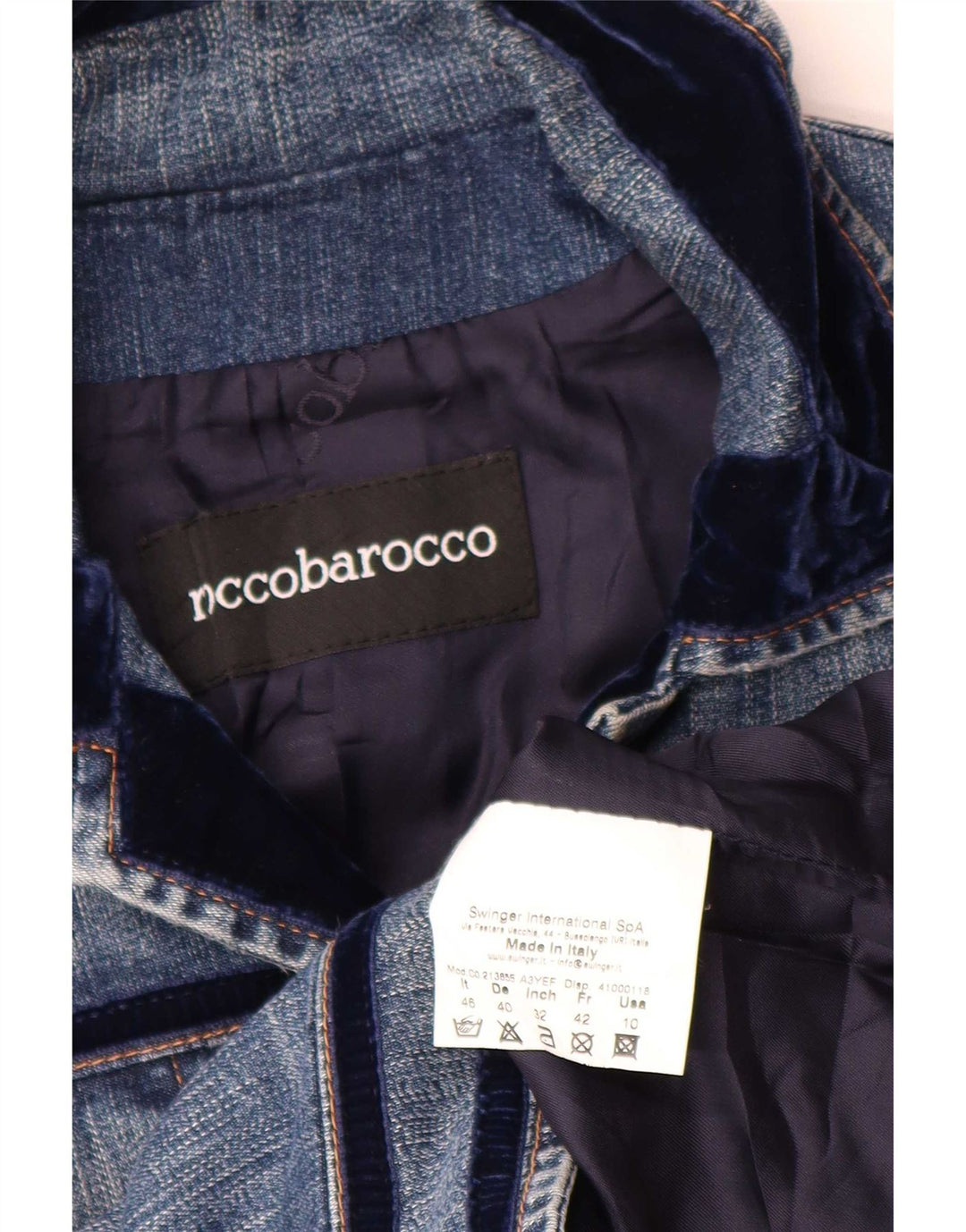 Roccobarocco Womens Denim Jacket IT 46 Large Blue Cotton