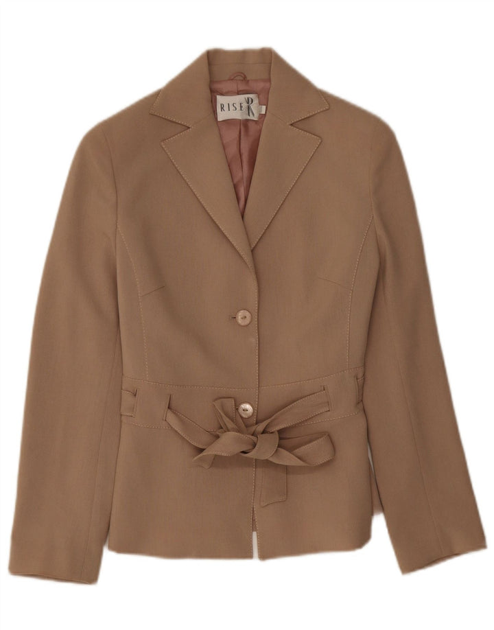 Vintage Womens 2 Button Blazer Jacket UK 8 Small Beige
