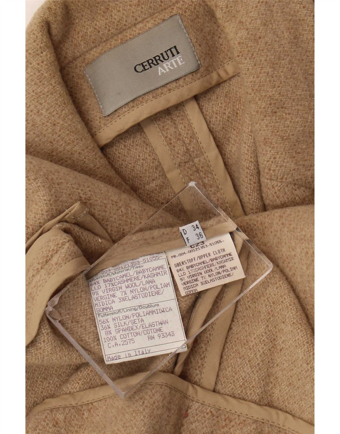 Cerruti Womens 2 Button Blazer Jacket EU 36 Small Beige Camelhair