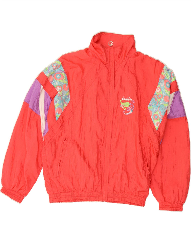 DIADORA Womens Oversized Graphic Tracksuit Top Jacket UK 14 Medium Pink Vintage Diadora and Second-Hand Diadora from Messina Hembry 