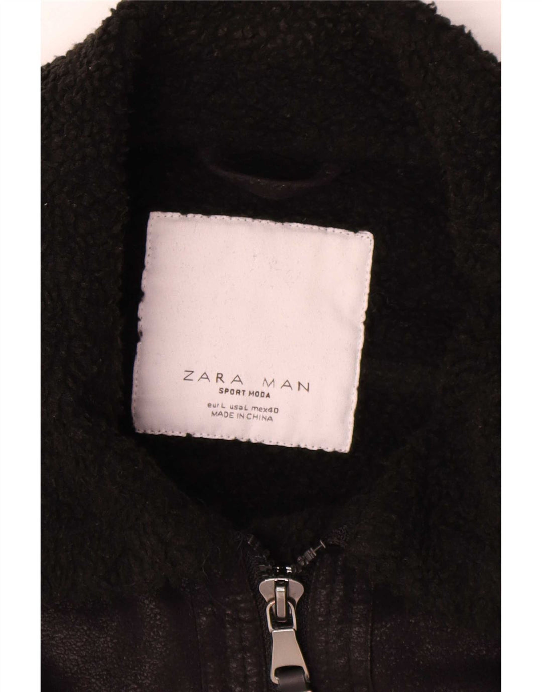 Zara Mens Sherpa Jacket UK 40 Large Black