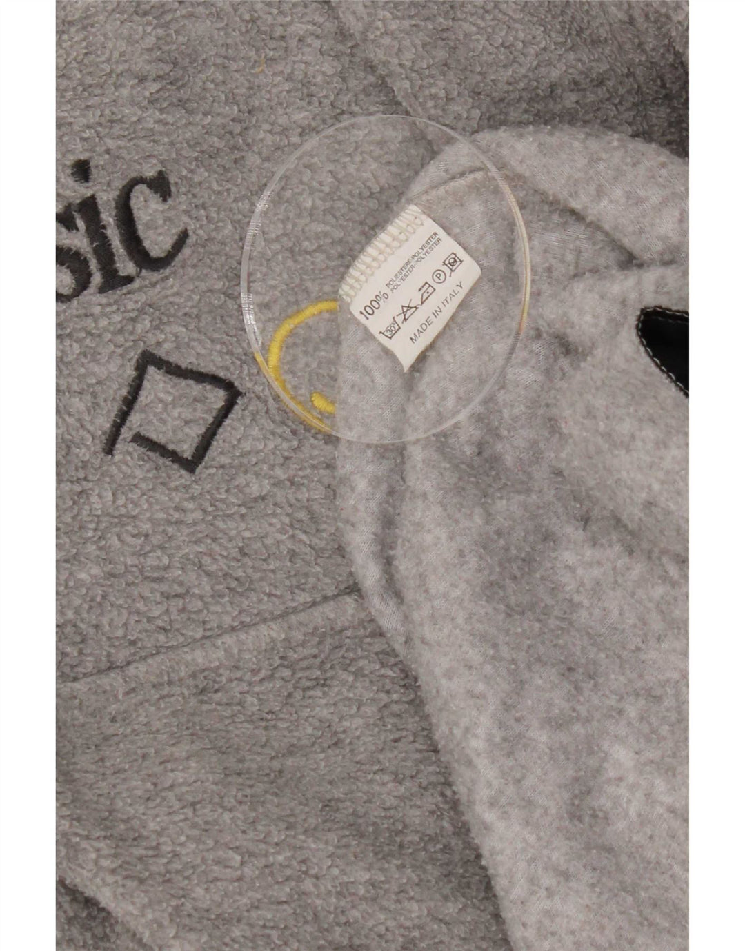 Basic Mens Zip Neck Fleece Jumper Large Grey Geometric Polyester
