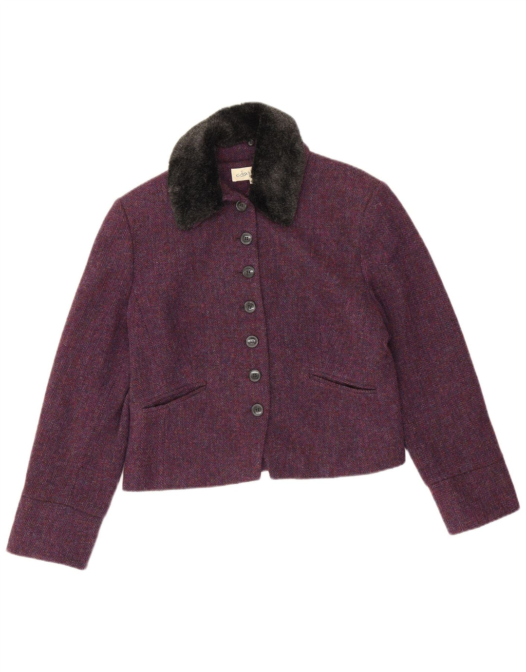 Josephine Womens 7 button Blazer Jacket IT 40 Small Purple Herringbone