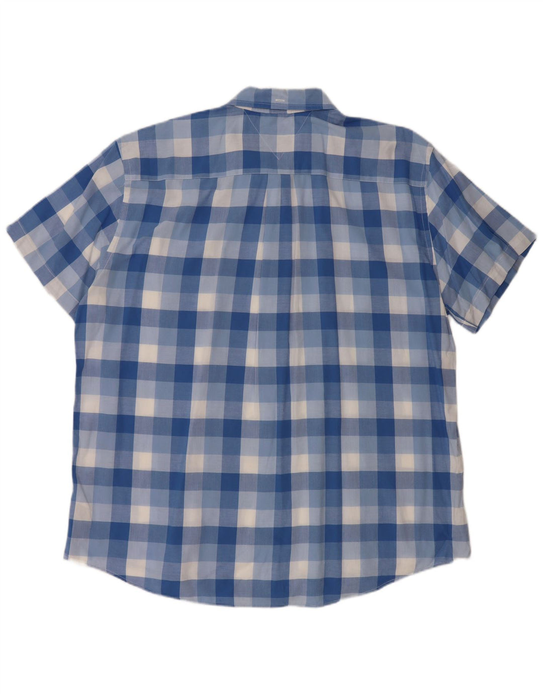 Tommy Hilfiger Mens Short Sleeve Shirt XL Blue Check Cotton