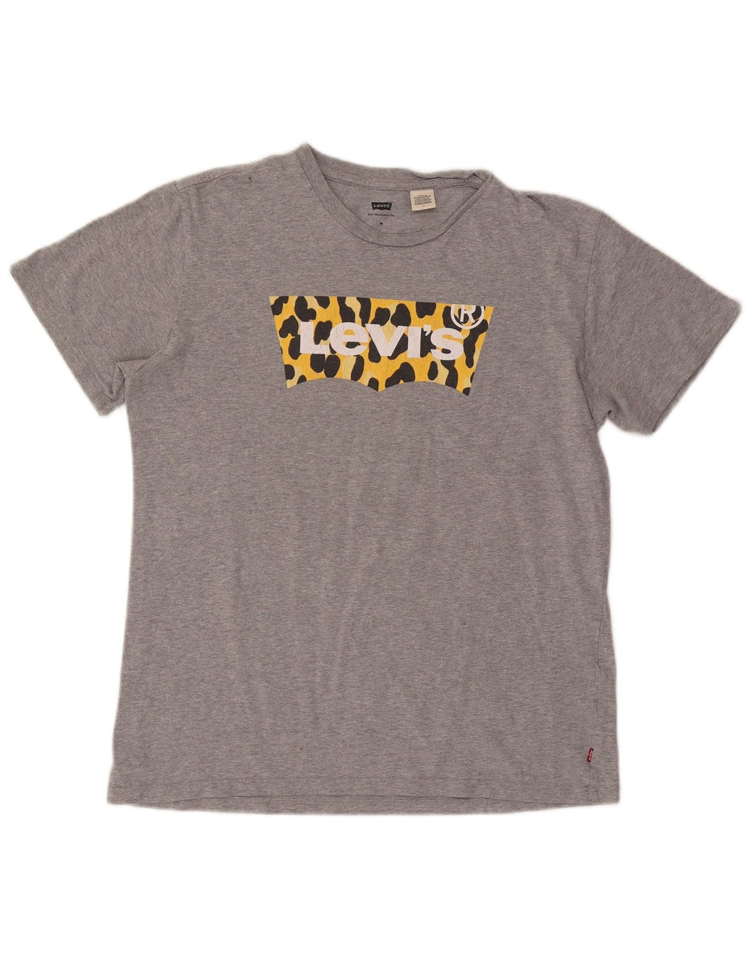 LEVI'S Womens Graphic T-Shirt Top Medium Grey Animal Print