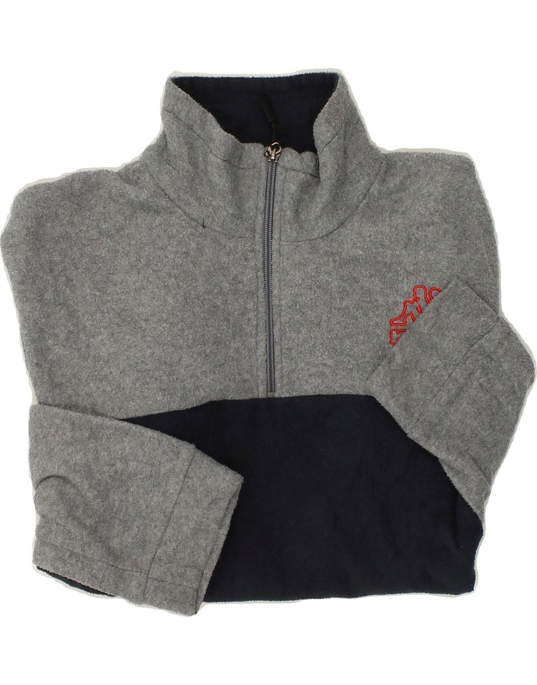 KAPPA Mens Zip Neck Fleece Jumper XL Grey Colourblock Vintage Kappa and Second-Hand Kappa from Messina Hembry 