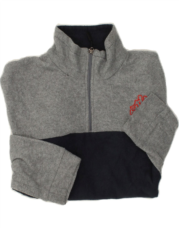 KAPPA Mens Zip Neck Fleece Jumper XL Grey Colourblock Vintage Kappa and Second-Hand Kappa from Messina Hembry 