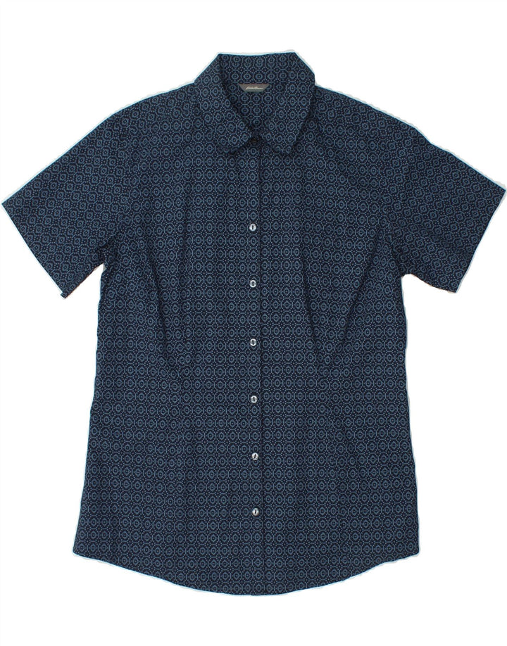 EDDIE BAUER Womens Abstract Pattern Shirt UK 12 Medium Navy Blue Vintage Eddie Bauer and Second-Hand Eddie Bauer from Messina Hembry 